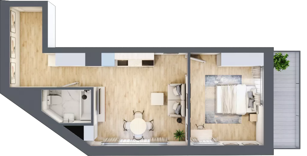2 pokoje, mieszkanie 44,89 m², piętro 4, oferta nr 5.M.03, Żegiestowska, Wrocław, Gaj, Krzyki, ul. Żegiestowska 3