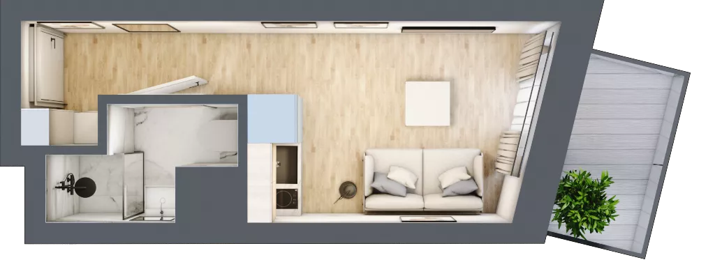 1 pokój, mieszkanie 14,47 m², piętro 5, oferta nr 6.B.01, Żegiestowska, Wrocław, Gaj, Krzyki, ul. Żegiestowska 3