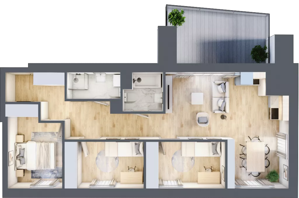 4 pokoje, mieszkanie 69,74 m², piętro 6, oferta nr 7.M.10, Żegiestowska, Wrocław, Gaj, Krzyki, ul. Żegiestowska 3