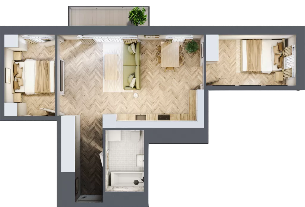 3 pokoje, mieszkanie 55,69 m², piętro 1, oferta nr D1.14, Trakt Lubelski Etap III, Warszawa, Wawer, Zbytki, ul. Trakt Lubelski 181C/181D