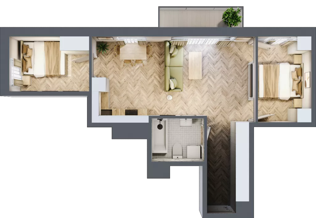 3 pokoje, mieszkanie 52,44 m², piętro 3, oferta nr D1.22, Trakt Lubelski Etap III, Warszawa, Wawer, Zbytki, ul. Trakt Lubelski 181C/181D