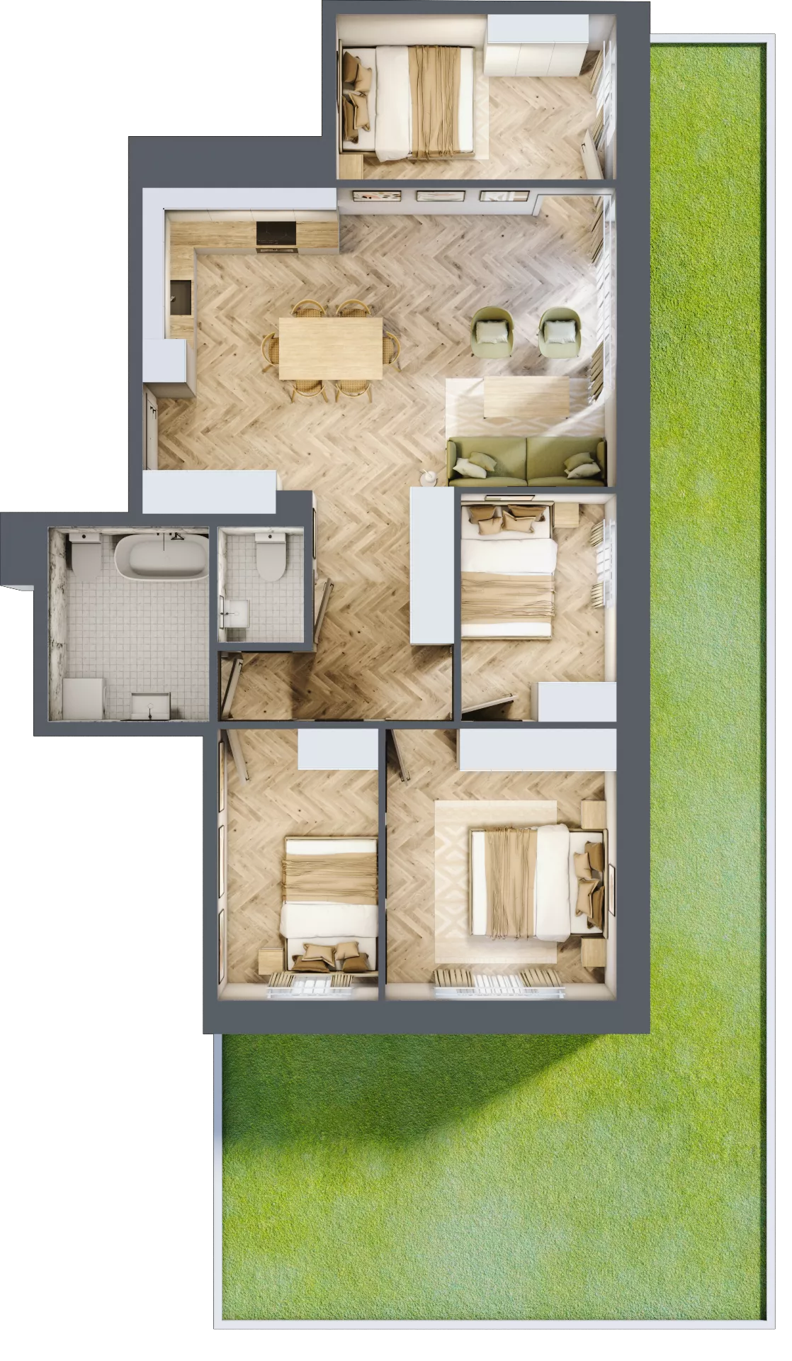 5 pokoi, mieszkanie 81,35 m², parter, oferta nr D2.6, Trakt Lubelski Etap III, Warszawa, Wawer, Zbytki, ul. Trakt Lubelski 181C/181D