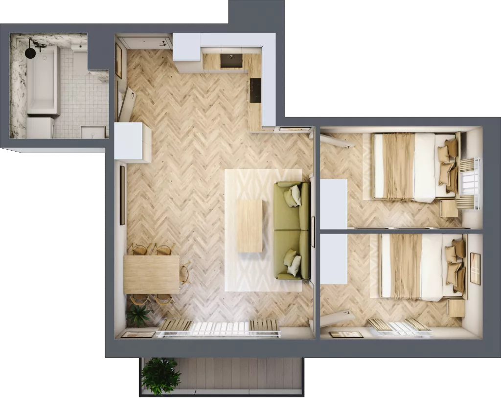 3 pokoje, mieszkanie 48,20 m², piętro 2, oferta nr D2.19, Trakt Lubelski Etap III, Warszawa, Wawer, Zbytki, ul. Trakt Lubelski 181C/181D