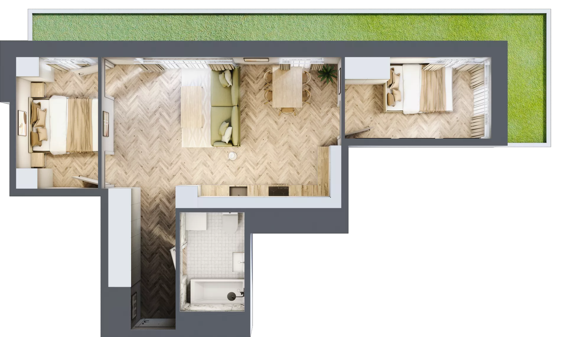 3 pokoje, mieszkanie 54,92 m², parter, oferta nr D2.7, Trakt Lubelski Etap III, Warszawa, Wawer, Zbytki, ul. Trakt Lubelski 181C/181D
