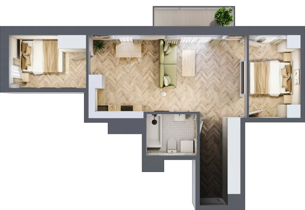 3 pokoje, mieszkanie 52,53 m², piętro 3, oferta nr D2.22, Trakt Lubelski Etap III, Warszawa, Wawer, Zbytki, ul. Trakt Lubelski 181C/181D
