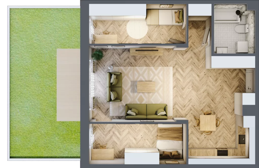 3 pokoje, mieszkanie 68,00 m², parter, oferta nr 4, Wodociągowa - Etap VII, Sulejówek, ul. Wodociągowa 1/1A/1B