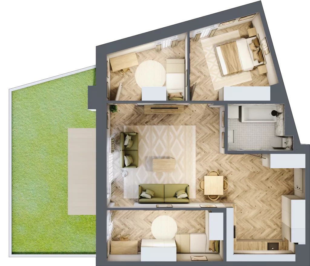 4 pokoje, mieszkanie 74,70 m², parter, oferta nr 5, Wodociągowa - Etap VII, Sulejówek, ul. Wodociągowa 1/1A/1B