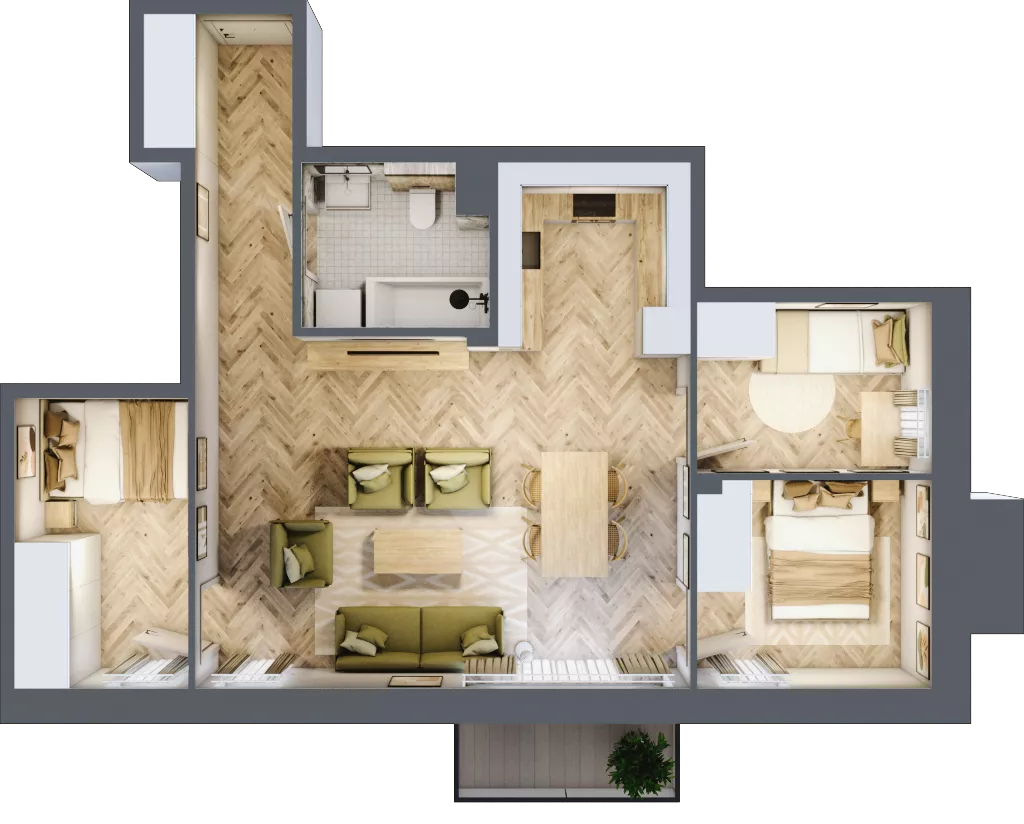 4 pokoje, mieszkanie 67,50 m², piętro 1, oferta nr B2.29, Osiedle Zielony Zakątek - Etap II, Wołomin, ul. Legionów 142A/144