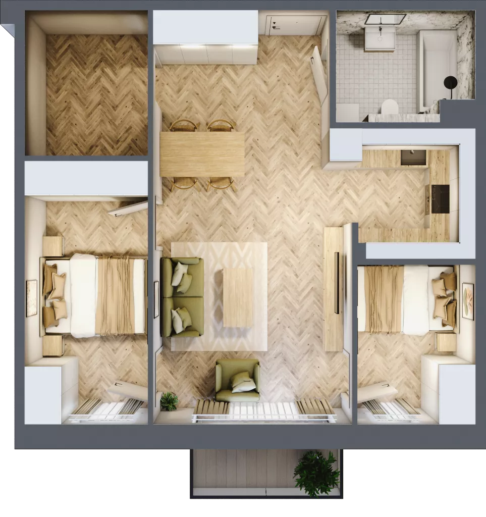3 pokoje, mieszkanie 61,90 m², piętro 2, oferta nr B2.40, Osiedle Zielony Zakątek - Etap II, Wołomin, ul. Legionów 142A/144