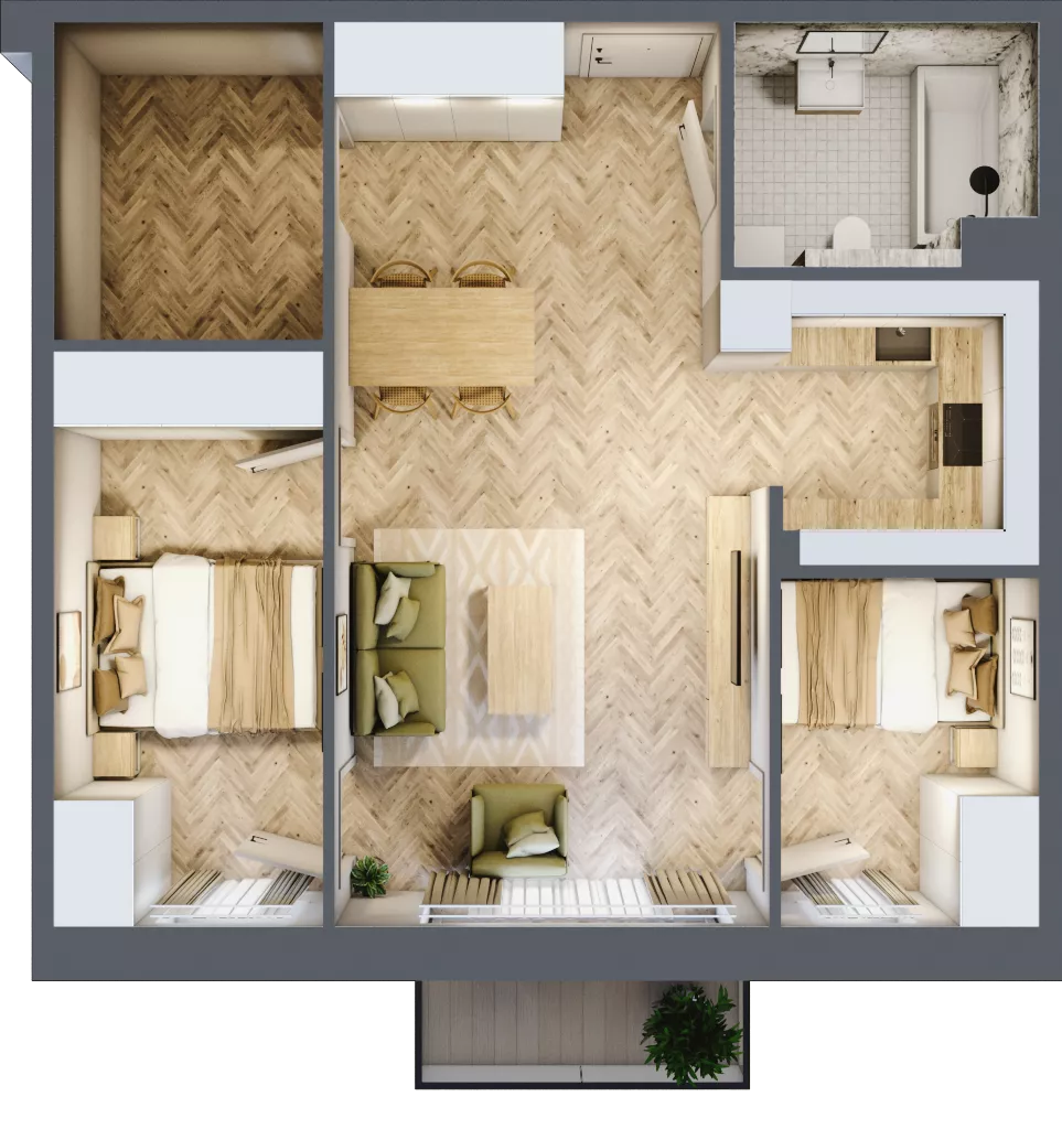 3 pokoje, mieszkanie 61,90 m², piętro 1, oferta nr B2.24, Osiedle Zielony Zakątek - Etap II, Wołomin, ul. Legionów 142A/144
