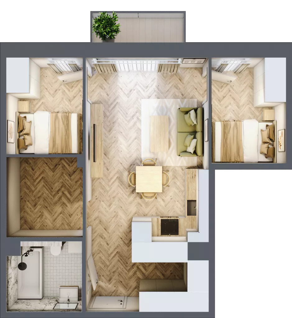 3 pokoje, mieszkanie 52,20 m², piętro 3, oferta nr B3.41, Osiedle Zielony Zakątek - Etap II, Wołomin, ul. Legionów 142A/144