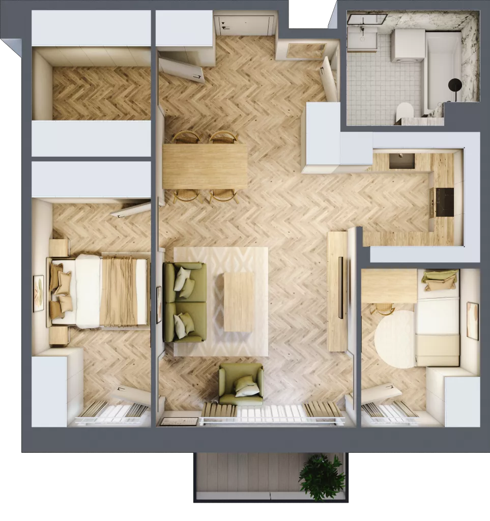 3 pokoje, mieszkanie 60,50 m², piętro 1, oferta nr B3.21, Osiedle Zielony Zakątek - Etap II, Wołomin, ul. Legionów 142A/144