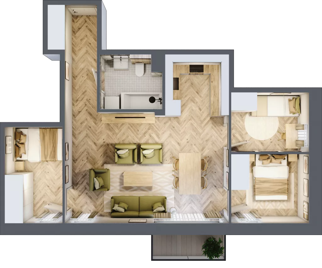 4 pokoje, mieszkanie 66,50 m², parter, oferta nr B3.10, Osiedle Zielony Zakątek - Etap II, Wołomin, ul. Legionów 142A/144