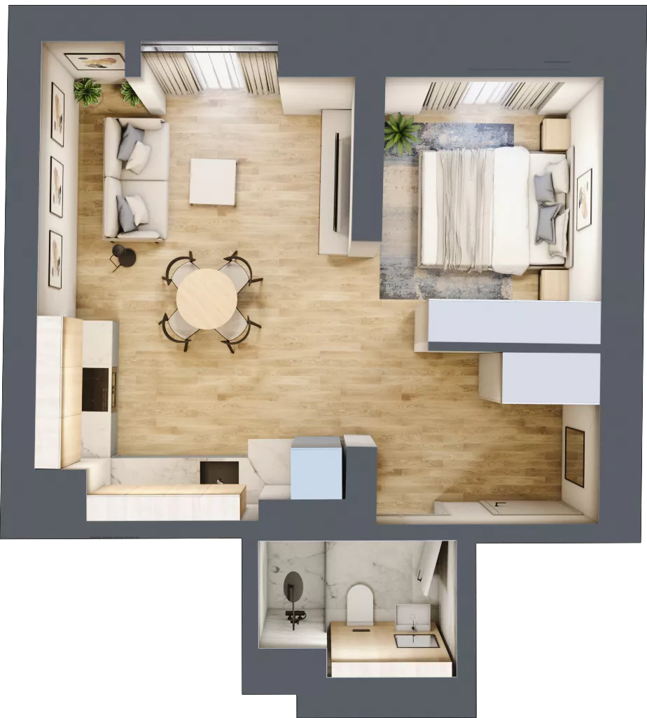 1 pokój, apartament 36,12 m², parter, oferta nr 3B1, SoHo Residence II, Kraków, Grzegórzki, ul. Prochowa 8