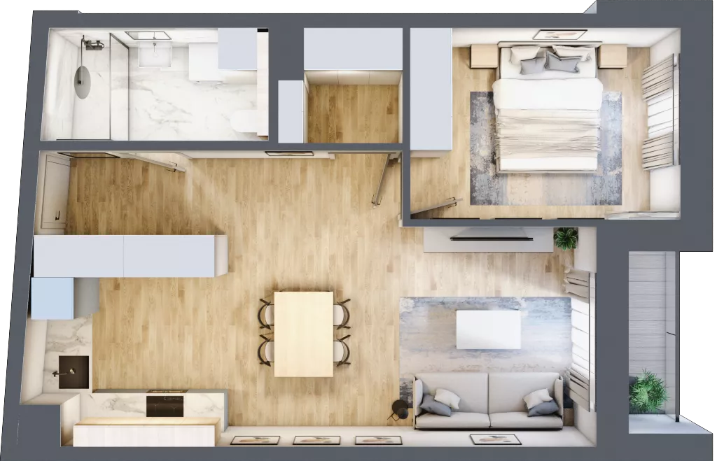 2 pokoje, apartament 49,17 m², piętro 1, oferta nr 11B2, SoHo Residence II, Kraków, Grzegórzki, ul. Prochowa 8