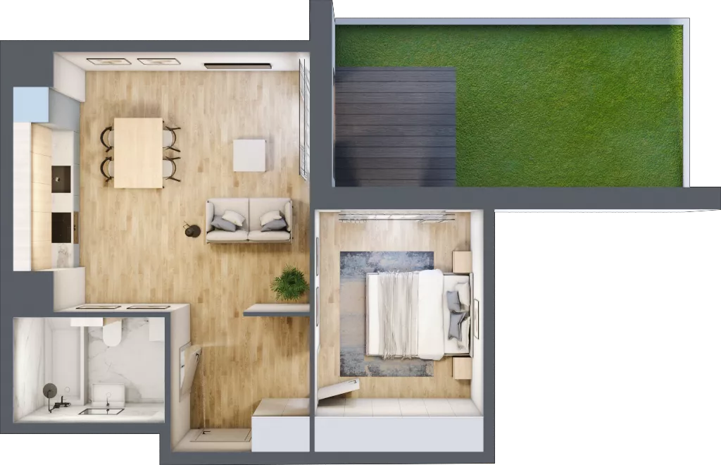 2 pokoje, apartament 44,04 m², parter, oferta nr M14, Art Deco Mokotów, Warszawa, Mokotów, Stegny, ul. Białej Koniczyny