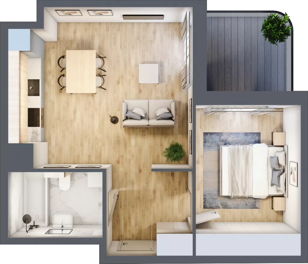 2 pokoje, apartament 43,86 m², piętro 1, oferta nr M19, Art Deco Mokotów, Warszawa, Mokotów, Stegny, ul. Białej Koniczyny