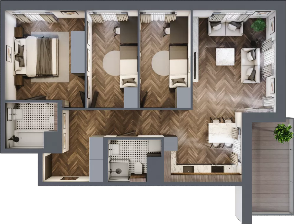 4 pokoje, apartament 78,78 m², piętro 2, oferta nr E.2.8, Inspire, Katowice, Osiedle Paderewskiego-Muchowiec, Dolina Trzech Stawów, ul. gen. Sikorskiego 41