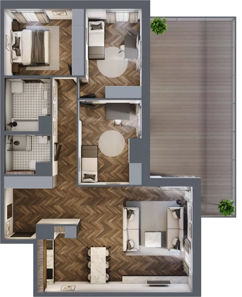 4 pokoje, apartament 103,01 m², piętro 8, oferta nr E.8.3, Inspire, Katowice, Osiedle Paderewskiego-Muchowiec, Dolina Trzech Stawów, ul. gen. Sikorskiego 41