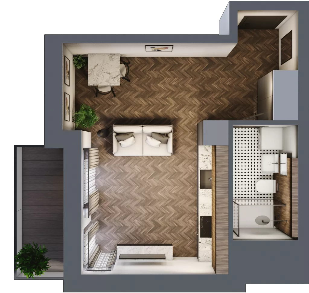 1 pokój, apartament 29,72 m², piętro 7, oferta nr F.7.5, Inspire, Katowice, Osiedle Paderewskiego-Muchowiec, Dolina Trzech Stawów, ul. gen. Sikorskiego 41