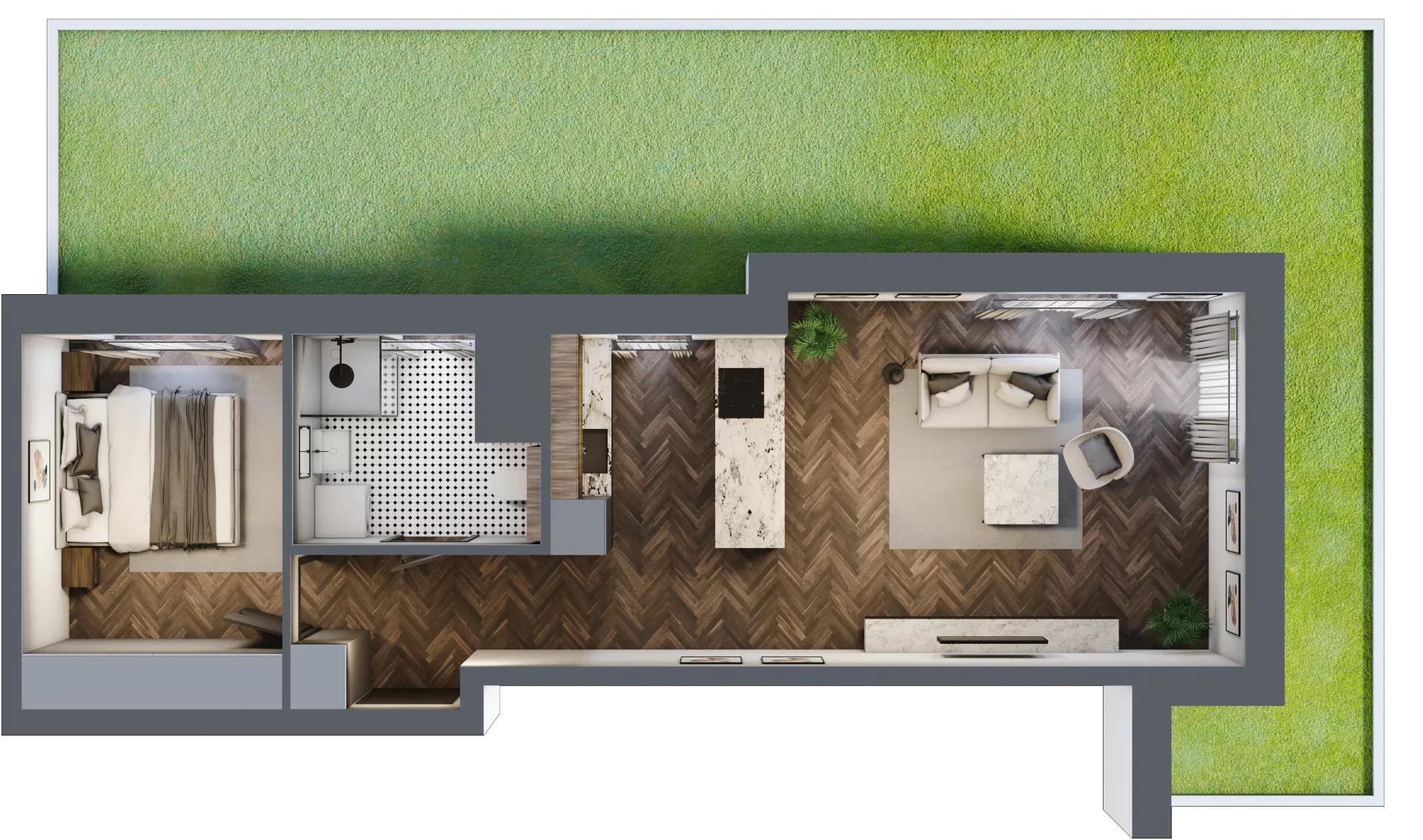 3 pokoje, apartament 50,74 m², parter, oferta nr F.0.6, Inspire, Katowice, Osiedle Paderewskiego-Muchowiec, Dolina Trzech Stawów, ul. gen. Sikorskiego 41