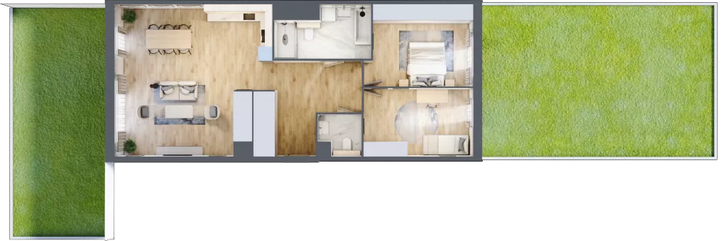 3 pokoje, mieszkanie 92,85 m², parter, oferta nr E.1.01, CITYFLOW, Warszawa, Wola, Ulrychów, ul. Redutowa 9
