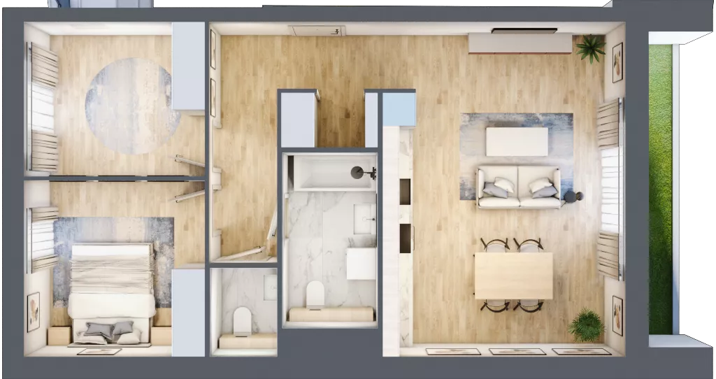 3 pokoje, apartament 63,60 m², parter, oferta nr S.1.07, CITYFLOW, Warszawa, Wola, Ulrychów, ul. Redutowa 9