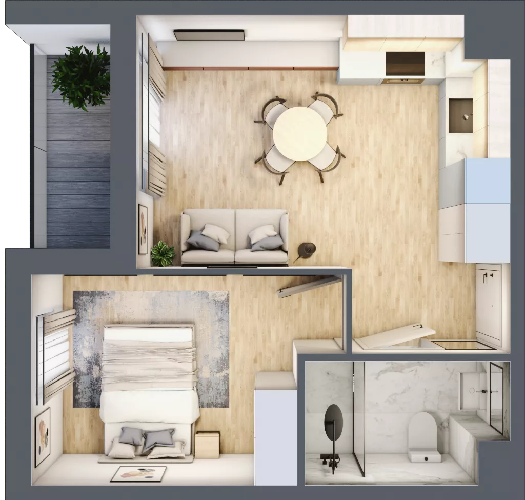2 pokoje, mieszkanie 34,49 m², piętro 3, oferta nr 68c/51, Wiślane Klimaty, Kraków, Podgórze, Płaszów, ul. Myśliwska
