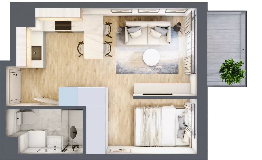 1 pokój, mieszkanie 28,19 m², piętro 2, oferta nr 68c/47, Wiślane Klimaty, Kraków, Podgórze, Płaszów, ul. Myśliwska