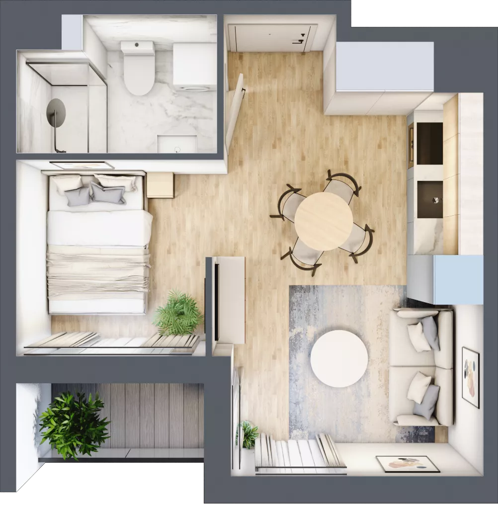 1 pokój, mieszkanie 27,73 m², piętro 2, oferta nr 68c/12, Wiślane Klimaty, Kraków, Podgórze, Płaszów, ul. Myśliwska