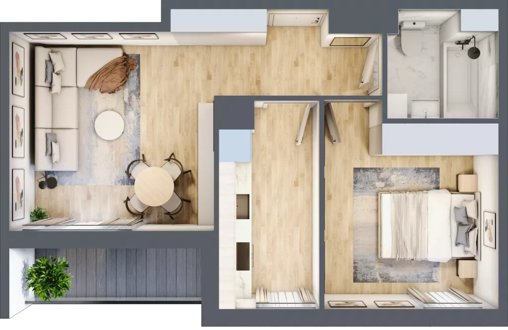 2 pokoje, mieszkanie 44,11 m², piętro 5, oferta nr 68c/27, Wiślane Klimaty, Kraków, Podgórze, Płaszów, ul. Myśliwska