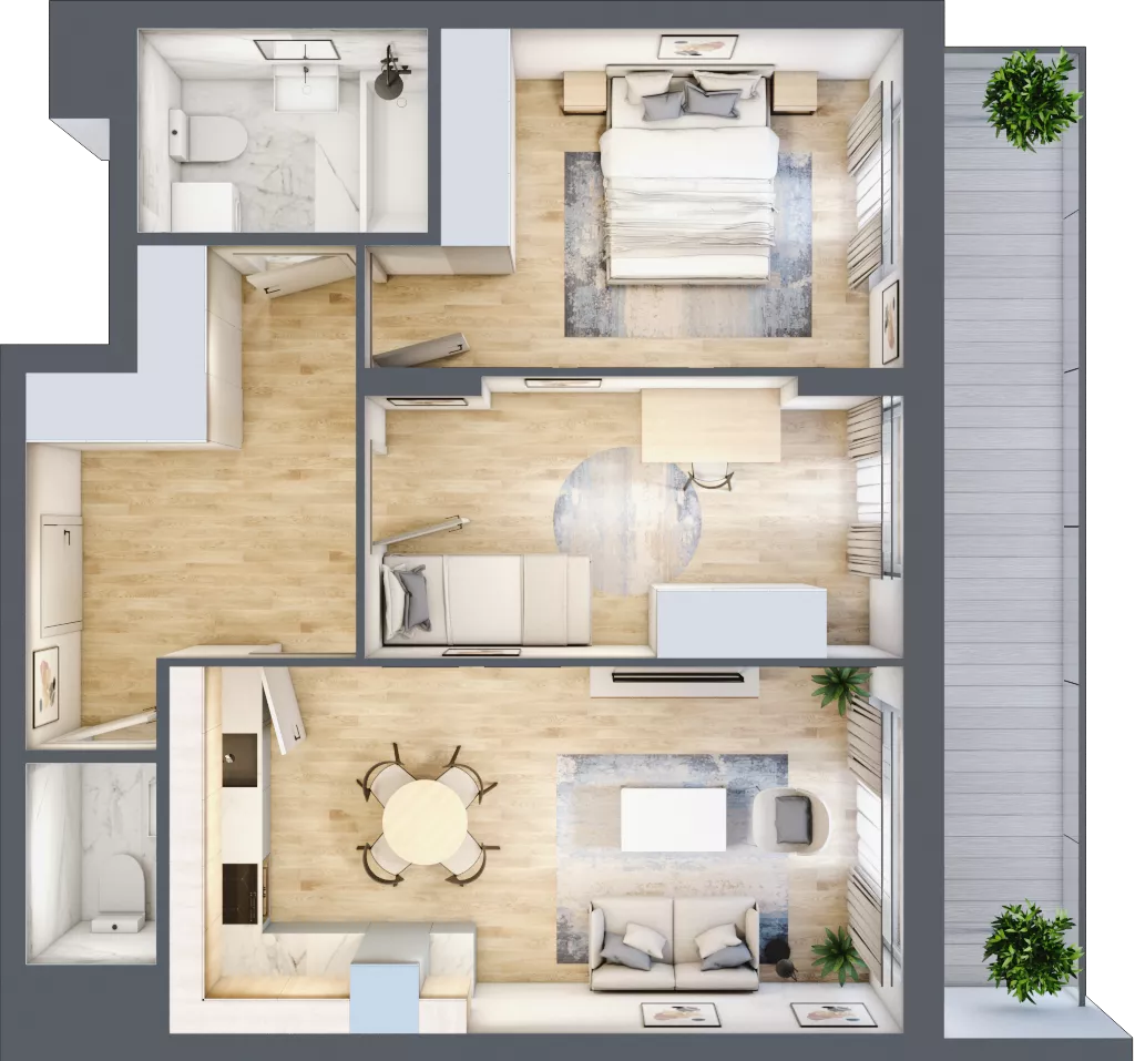 3 pokoje, mieszkanie 59,54 m², piętro 2, oferta nr WJ-E1-LM-13, Wojciechowska Square, Lublin, Konstantynów, Konstantynów, ul. Wojciechowska 40