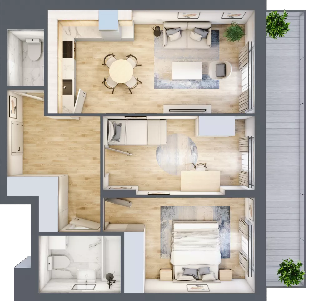 3 pokoje, mieszkanie 59,54 m², piętro 3, oferta nr WJ-E1-LM-21, Wojciechowska Square, Lublin, Konstantynów, Konstantynów, ul. Wojciechowska 40