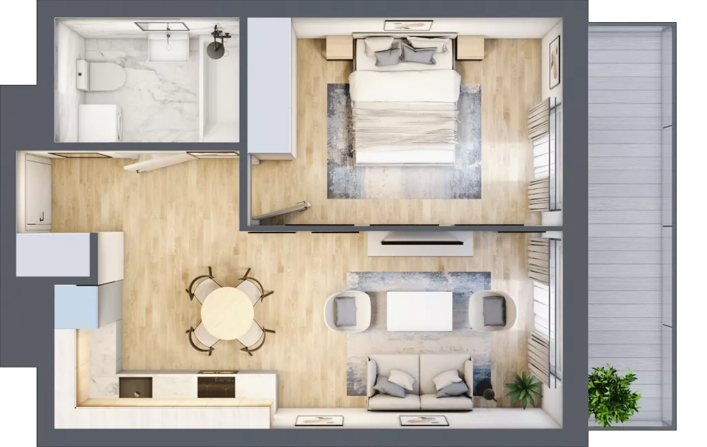 2 pokoje, mieszkanie 39,75 m², piętro 1, oferta nr WJ-E1-LM-67, Wojciechowska Square, Lublin, Konstantynów, Konstantynów, ul. Wojciechowska 40