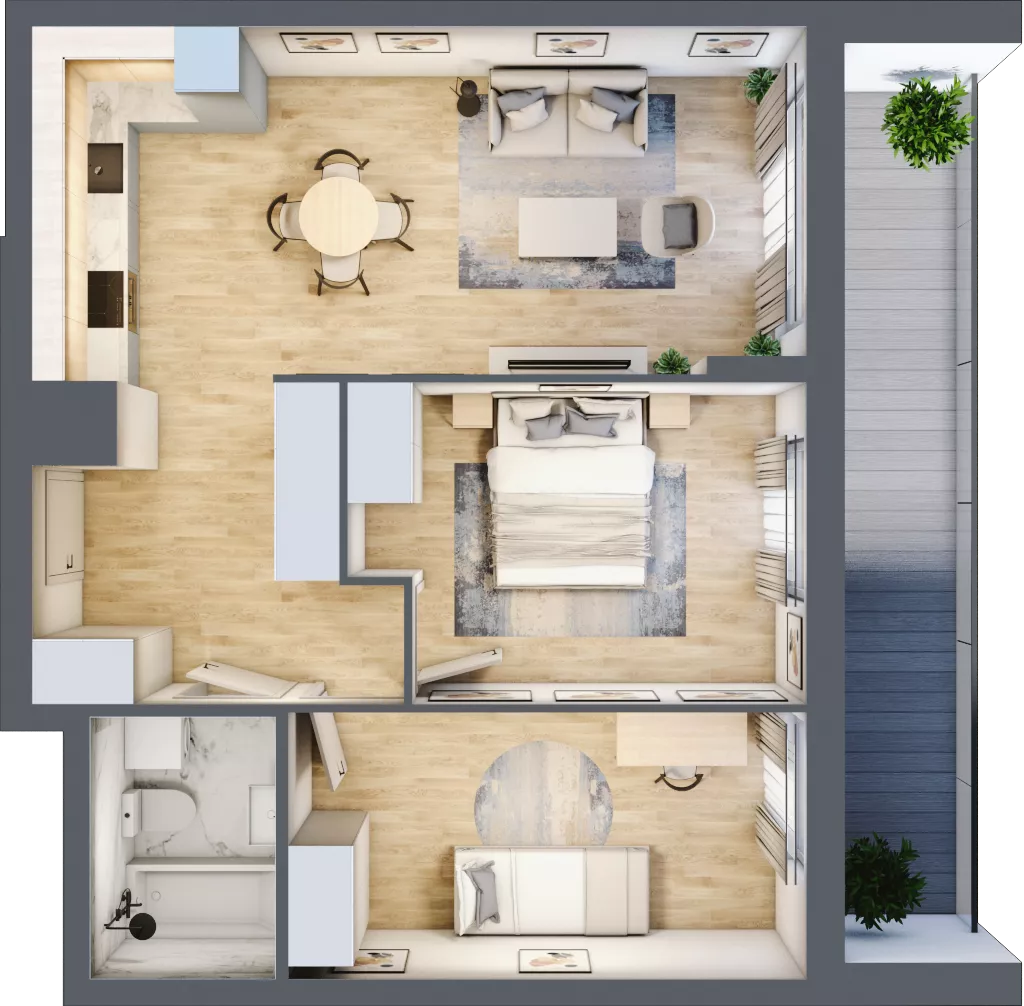 3 pokoje, mieszkanie 58,62 m², piętro 4, oferta nr WJ-E1-LM-129, Wojciechowska Square, Lublin, Konstantynów, Konstantynów, ul. Wojciechowska 40