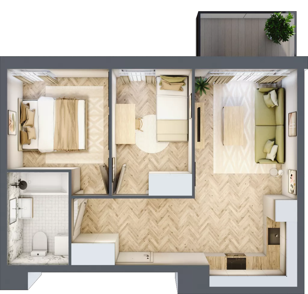 3 pokoje, mieszkanie 43,59 m², piętro 1, oferta nr A8, Nova Ceramiczna, Rzeszów, Przybyszówka, ul. Ceramiczna 505