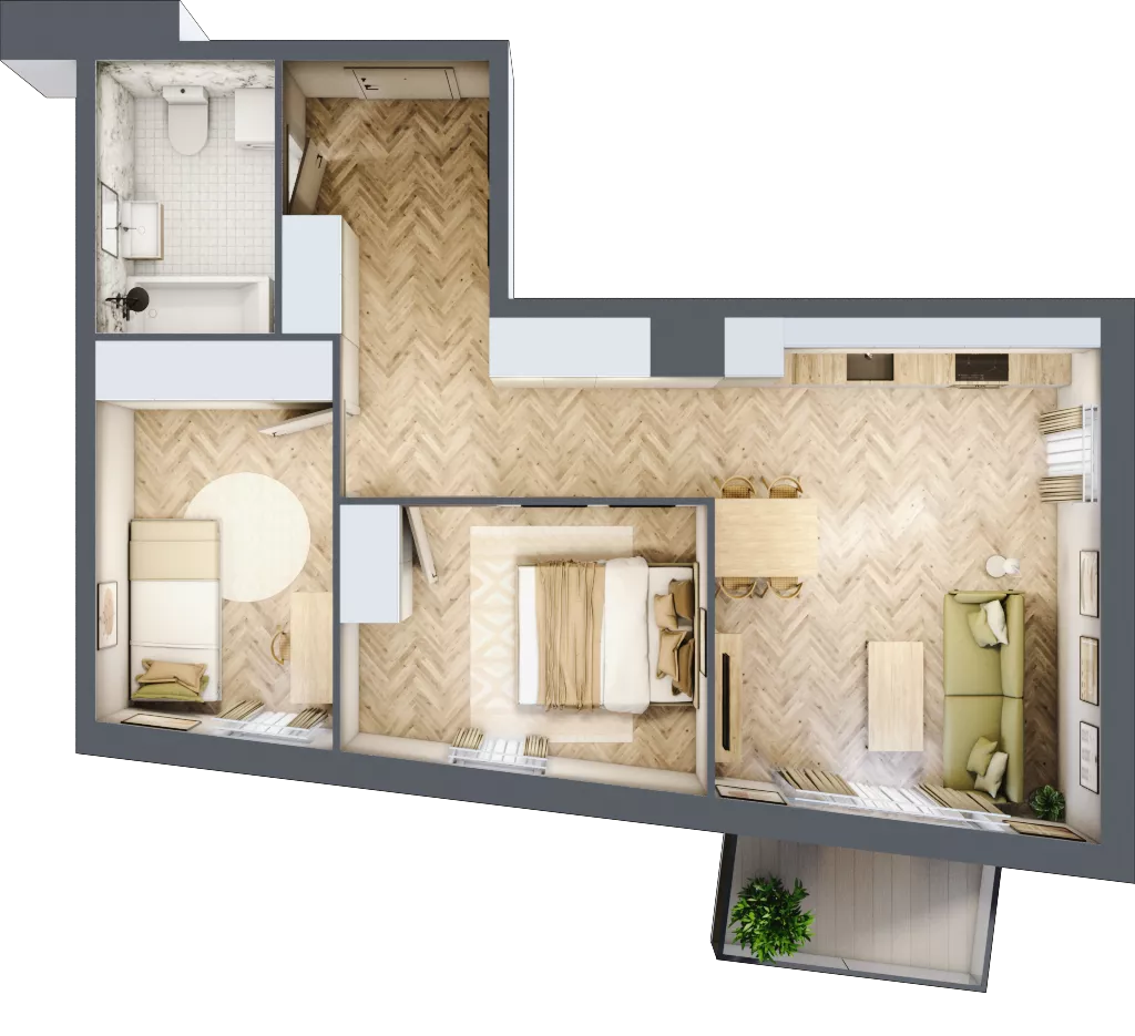 3 pokoje, mieszkanie 56,97 m², piętro 5, oferta nr A43, Nova Ceramiczna, Rzeszów, Przybyszówka, ul. Ceramiczna 505