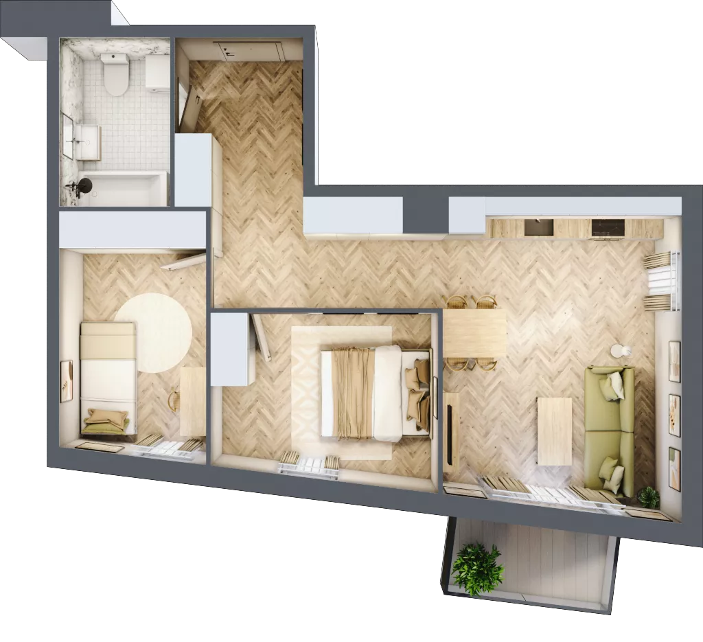 3 pokoje, mieszkanie 56,97 m², piętro 4, oferta nr A34, Nova Ceramiczna, Rzeszów, Przybyszówka, ul. Ceramiczna 505