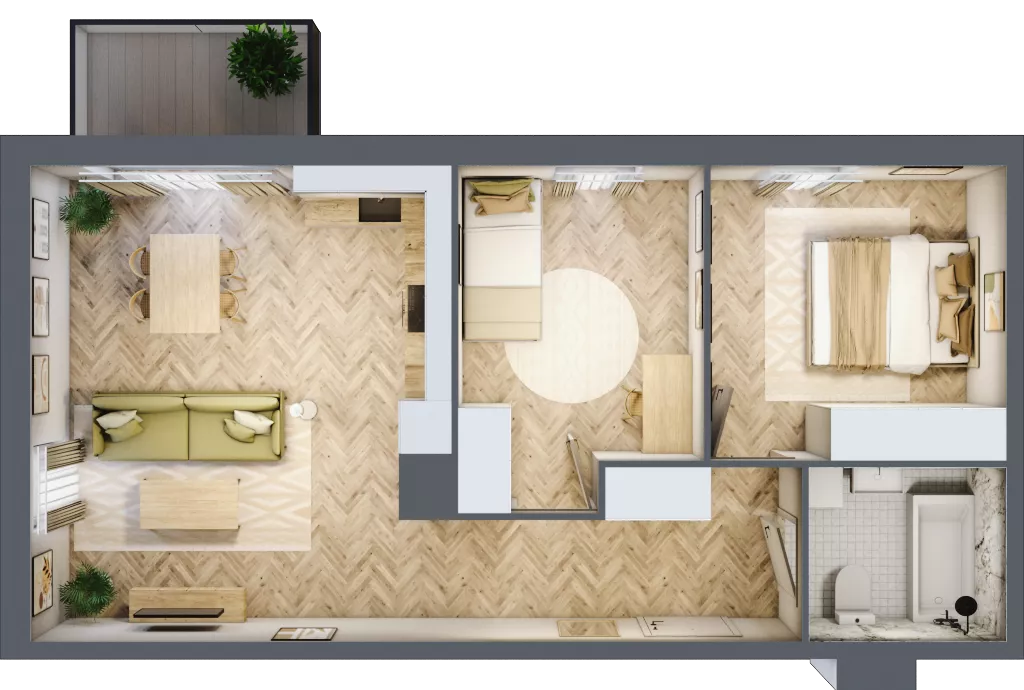 3 pokoje, mieszkanie 58,39 m², piętro 1, oferta nr A1, Nova Ceramiczna, Rzeszów, Przybyszówka, ul. Ceramiczna 505