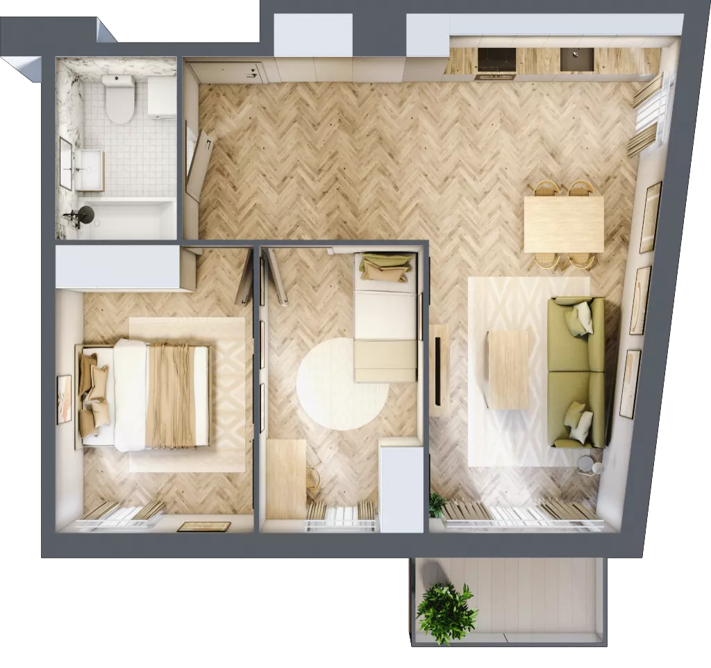 3 pokoje, mieszkanie 56,92 m², piętro 1, oferta nr A5, Nova Ceramiczna, Rzeszów, Przybyszówka, ul. Ceramiczna 505