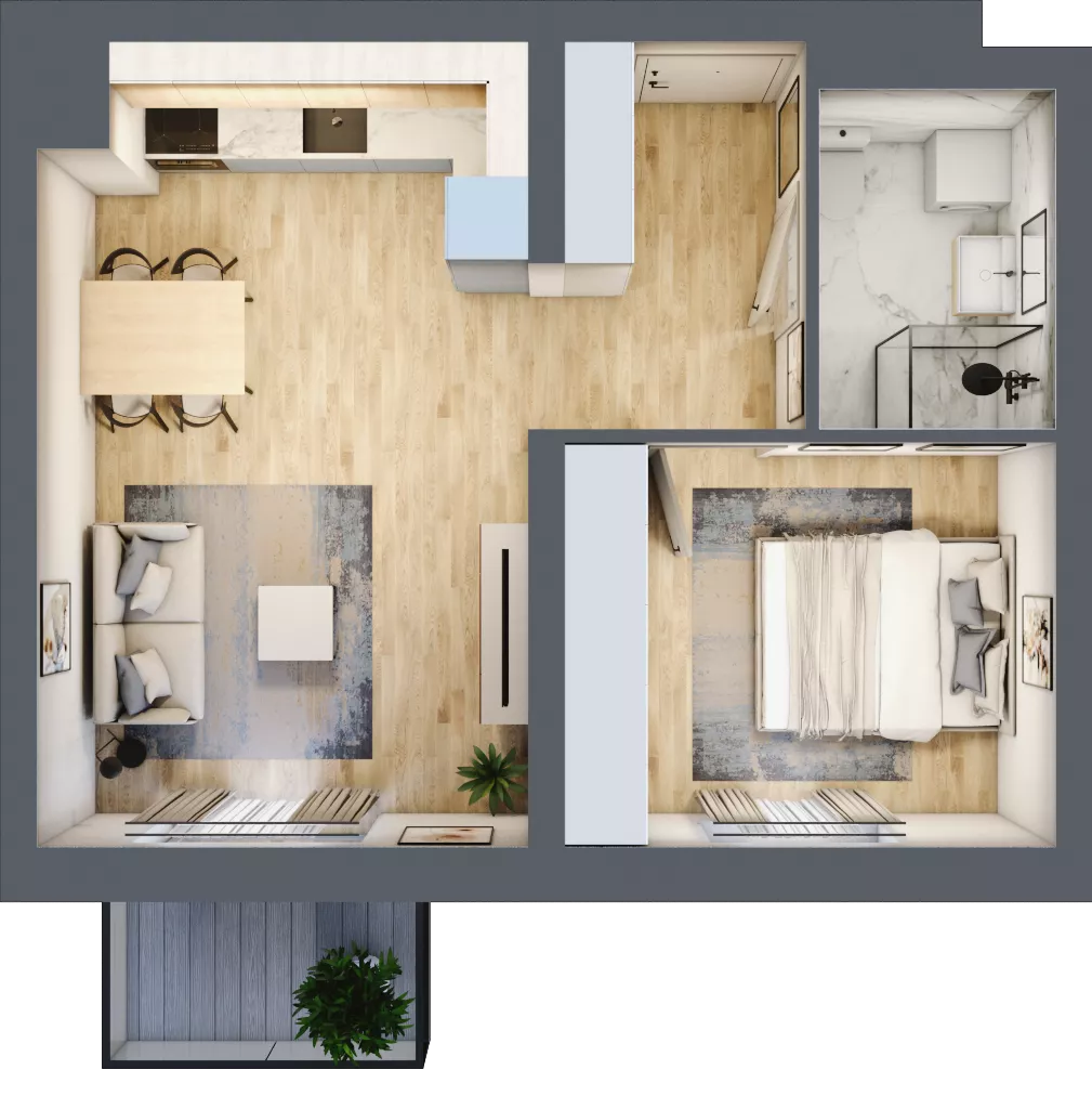 2 pokoje, mieszkanie 40,15 m², piętro 1, oferta nr B3/1/20, MONTANO, Polanica-Zdrój, al. Zwycięzców