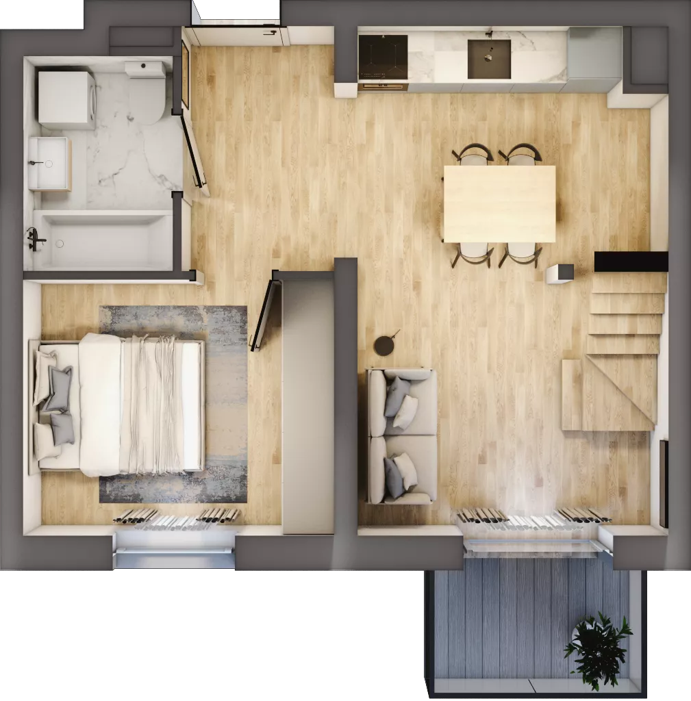 3 pokoje, mieszkanie 48,88 m², piętro 3, oferta nr B3/3/37, MONTANO, Polanica-Zdrój, al. Zwycięzców