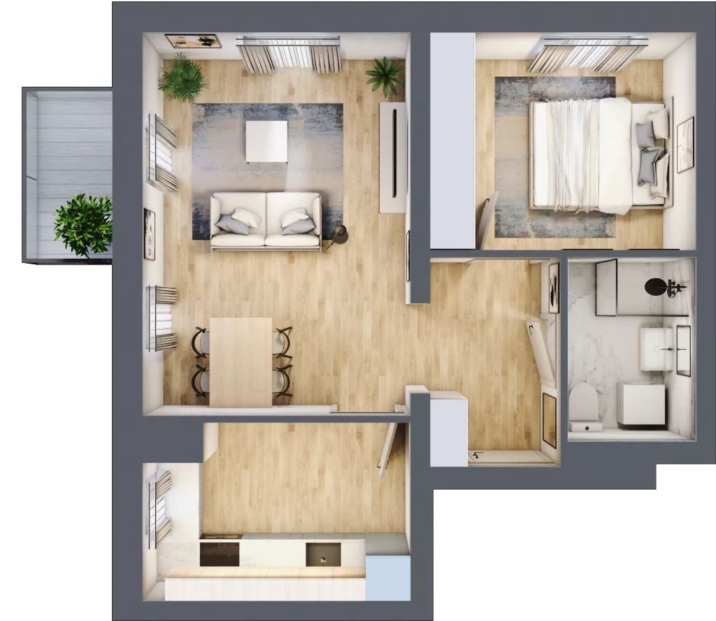 2 pokoje, mieszkanie 46,39 m², piętro 2, oferta nr B3/2/31, MONTANO, Polanica-Zdrój, al. Zwycięzców