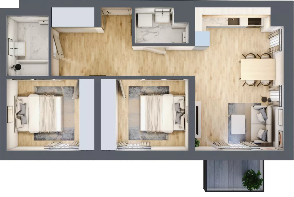 3 pokoje, mieszkanie 60,48 m², piętro 1, oferta nr B4/1/22, MONTANO, Polanica-Zdrój, al. Zwycięzców