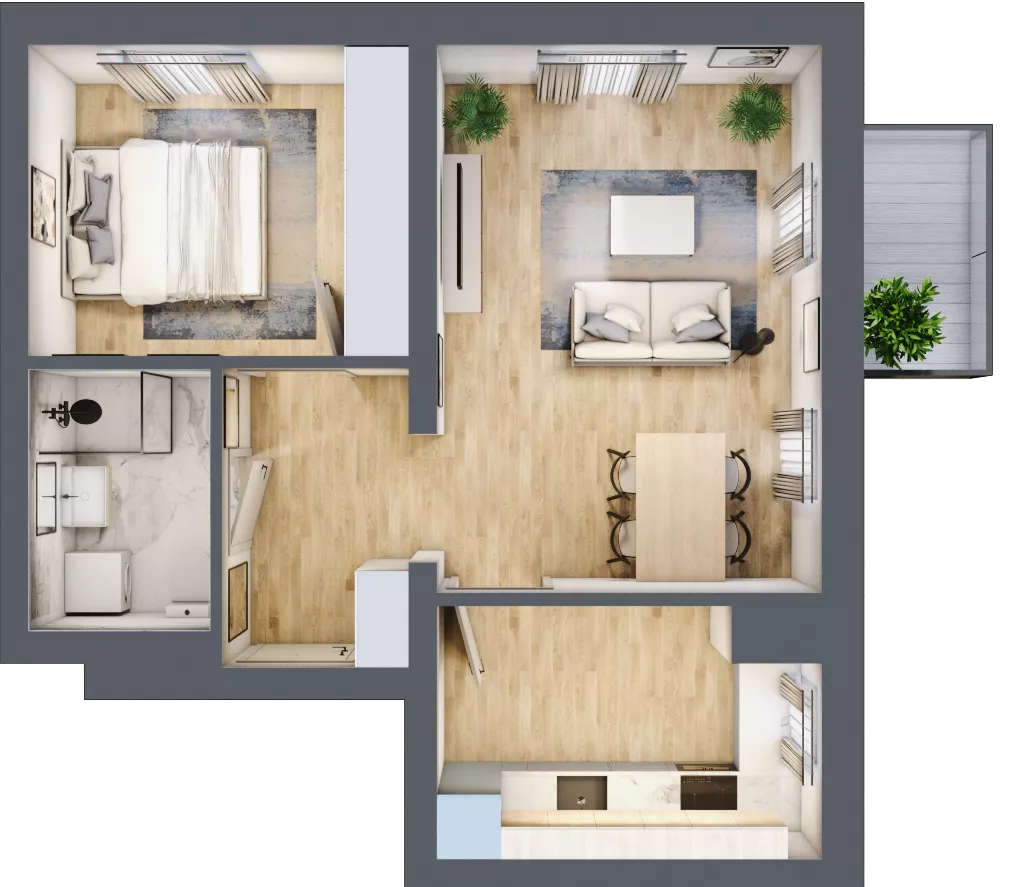 2 pokoje, mieszkanie 46,44 m², piętro 2, oferta nr B4/2/31, MONTANO, Polanica-Zdrój, al. Zwycięzców