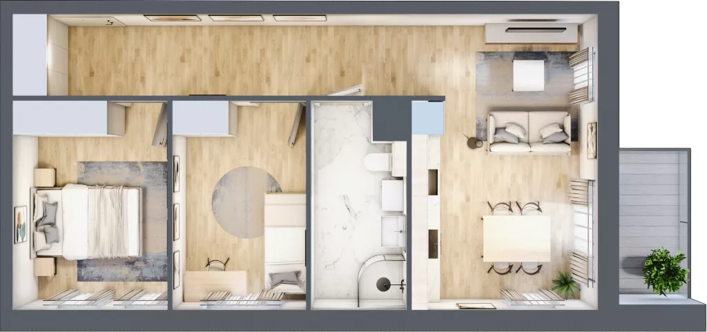 3 pokoje, mieszkanie 56,25 m², piętro 1, oferta nr 9B.9, Zielona Przystań, Poznań, Naramowice, ul. Błażeja 9