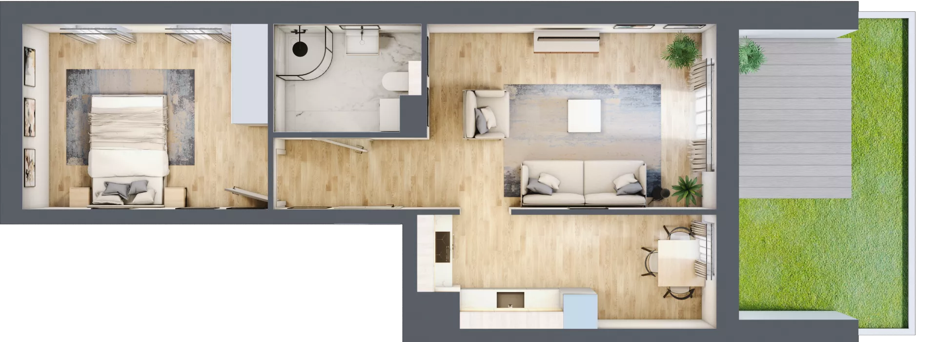 2 pokoje, mieszkanie 48,38 m², parter, oferta nr 9B.1, Zielona Przystań, Poznań, Naramowice, ul. Błażeja 9