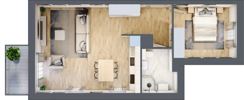 2 pokoje, mieszkanie 49,49 m², piętro 1, oferta nr 35, Zielona Przystań, Poznań, Naramowice, ul. Błażeja 9