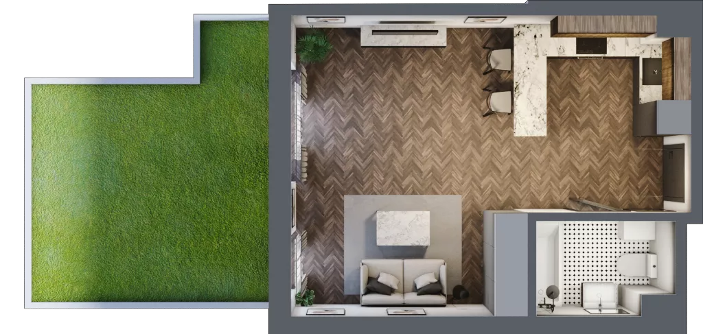 1 pokój, mieszkanie 35,43 m², parter, oferta nr A2, Augustówka Residence, Warszawa, Mokotów, Augustówka, ul. Kostrzyńska 18