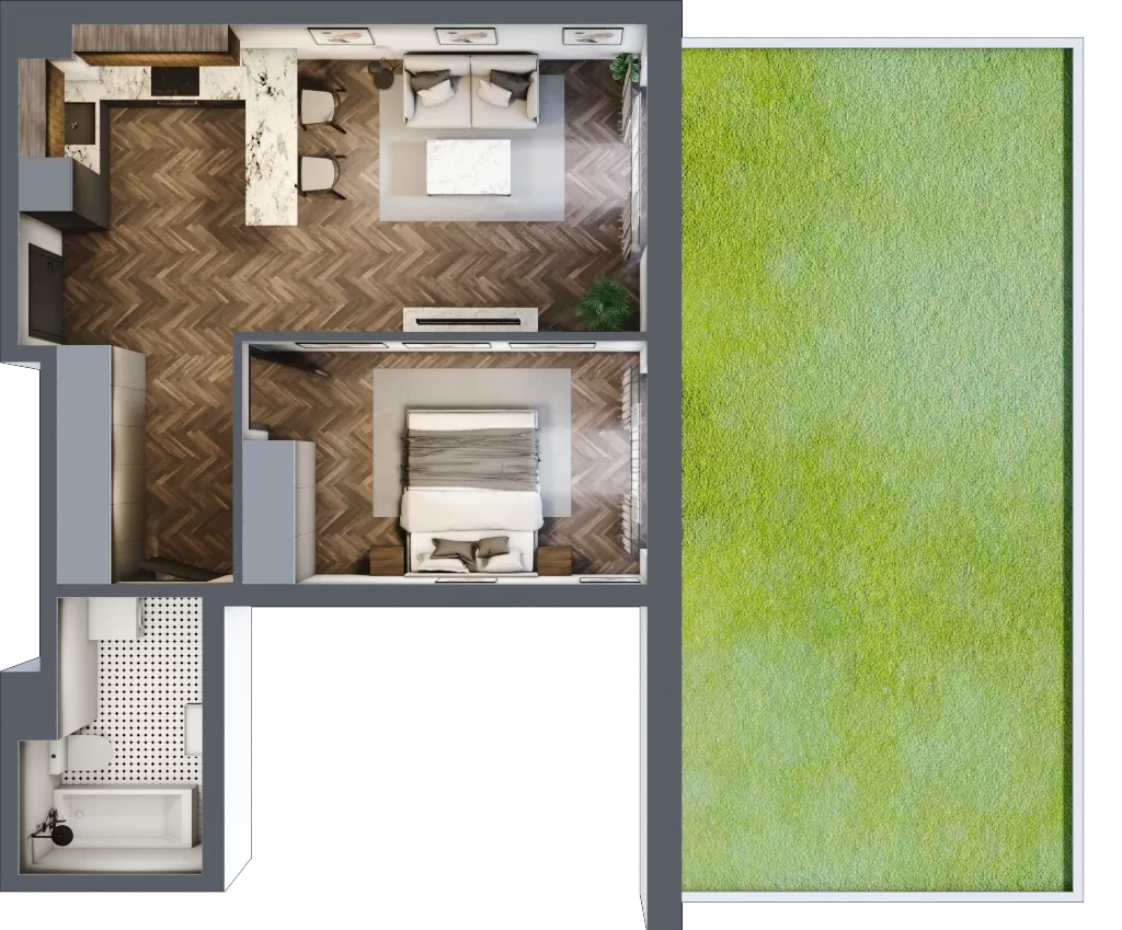2 pokoje, mieszkanie 47,28 m², parter, oferta nr A6, Augustówka Residence, Warszawa, Mokotów, Augustówka, ul. Kostrzyńska 18